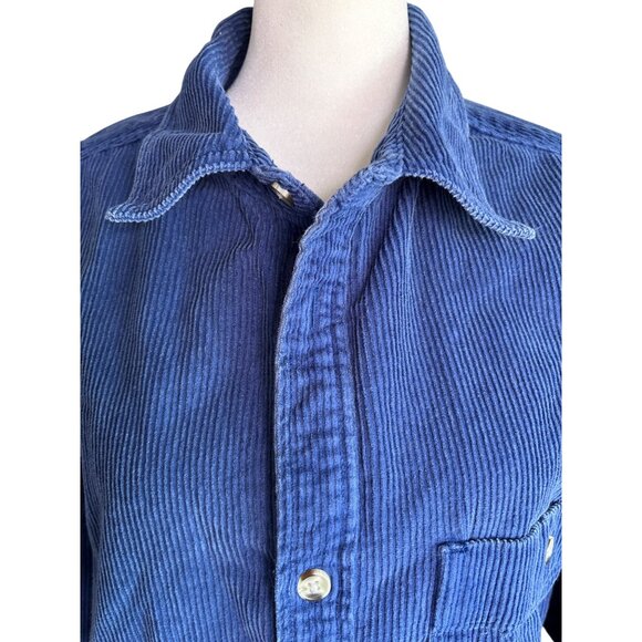 Urban Outfitters Royal Blue Corduroy Shaket Jacket Work Shirt Size Medium Button - Picture 3 of 9